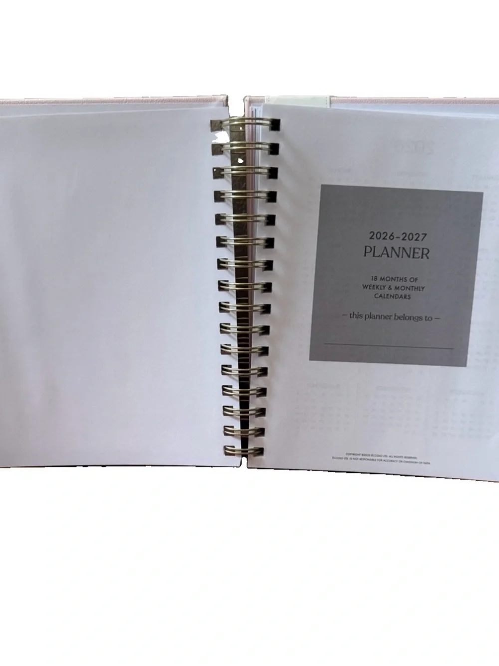Eccolo Planner 2026- 2027 18-Month Weekly & Monthly Planner Hard Cover 8x7.5”